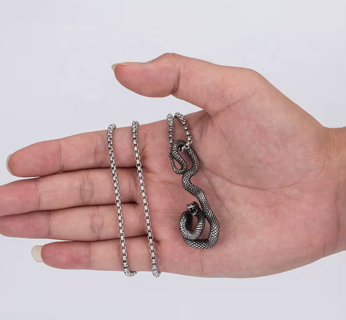 Stylish Silver Snake Pendant Necklace for Men | Stainless Steel Cobra Chain | Trendy Gothic Jewellery | Antique Silver Finish