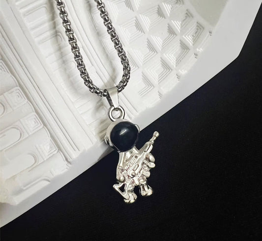 Men’s Stainless Steel Astronaut Pendant Necklace | Space Theme Chain | Trendy Alloy Astronaut Jewelry for Men & Boys