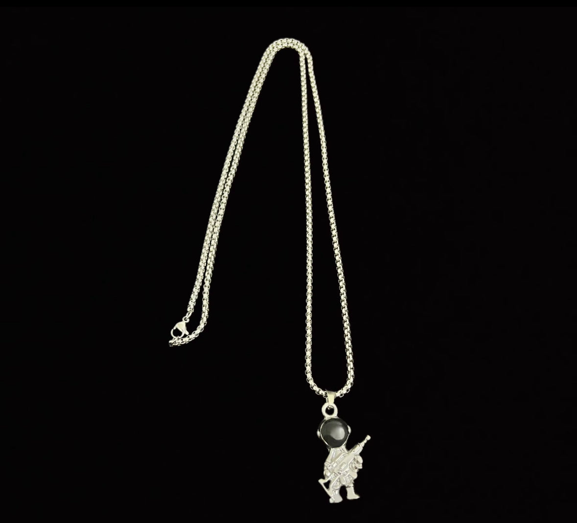 Men’s Stainless Steel Astronaut Pendant Necklace | Space Theme Chain | Trendy Alloy Astronaut Jewelry for Men & Boys