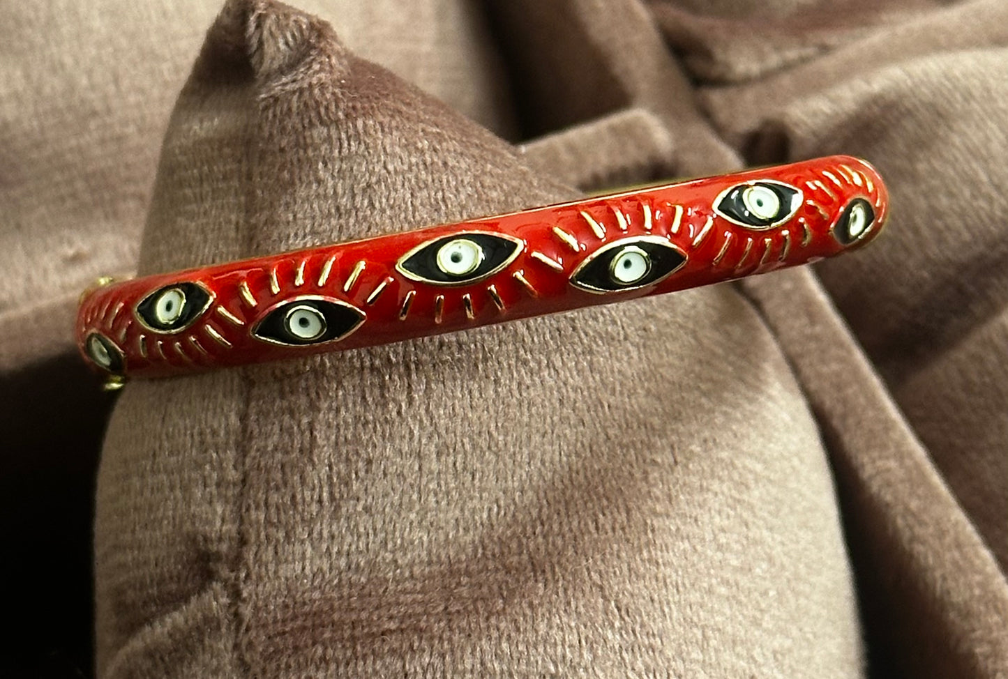 Evil Eye Enamel Bangle Bracelet – Front Openable Gold Finish | Adjustable Size (2-4 to 2-8)