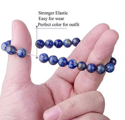 Natural Lapis Lazuli Bracelet for Wisdom, Protection & Confidence – 8mm Healing Crystal Beaded Bracelet for Men & Women
