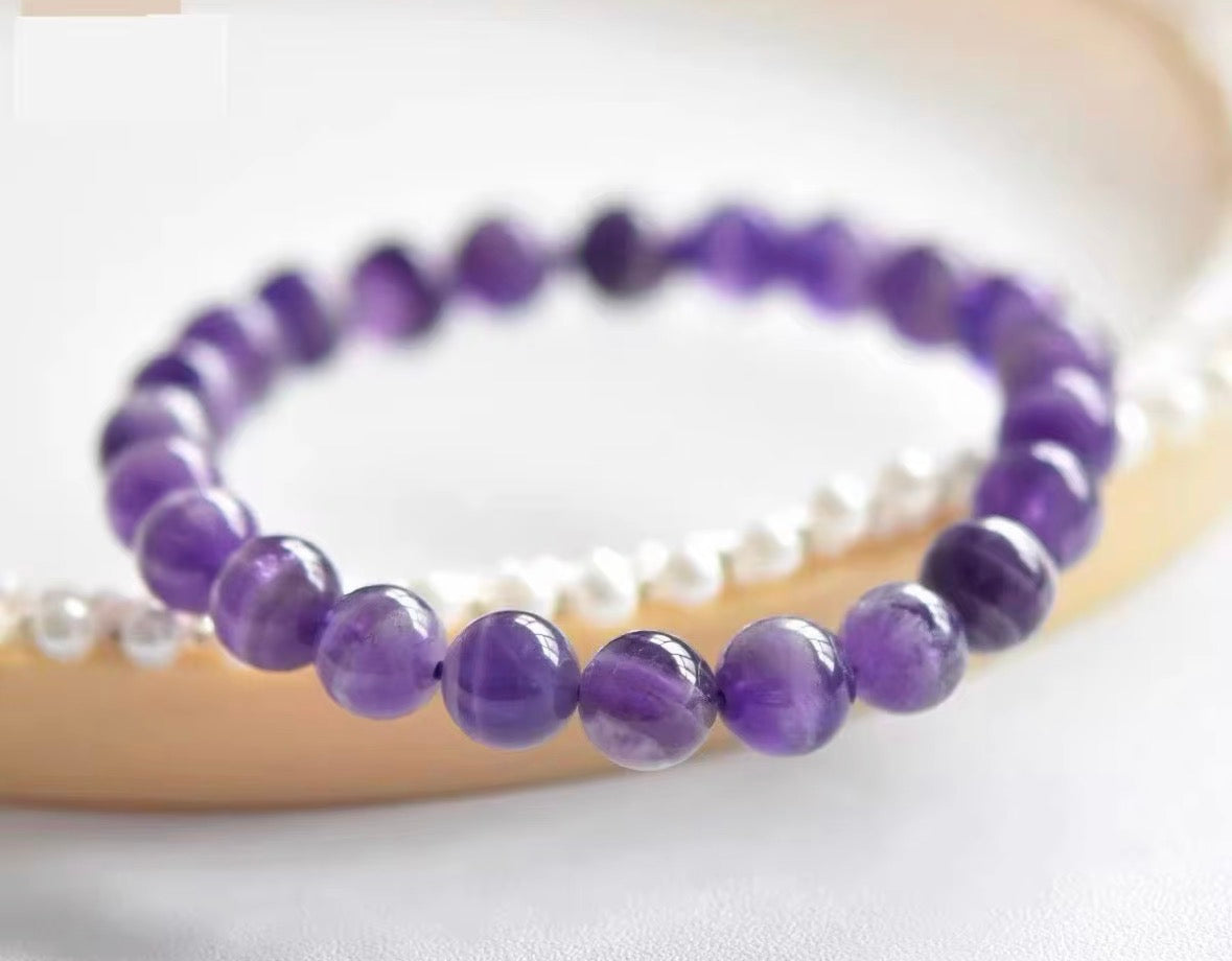 Natural Amethyst Crystal Bracelet – Healing & Calm Energy Stone | Unisex Beaded Bracelet