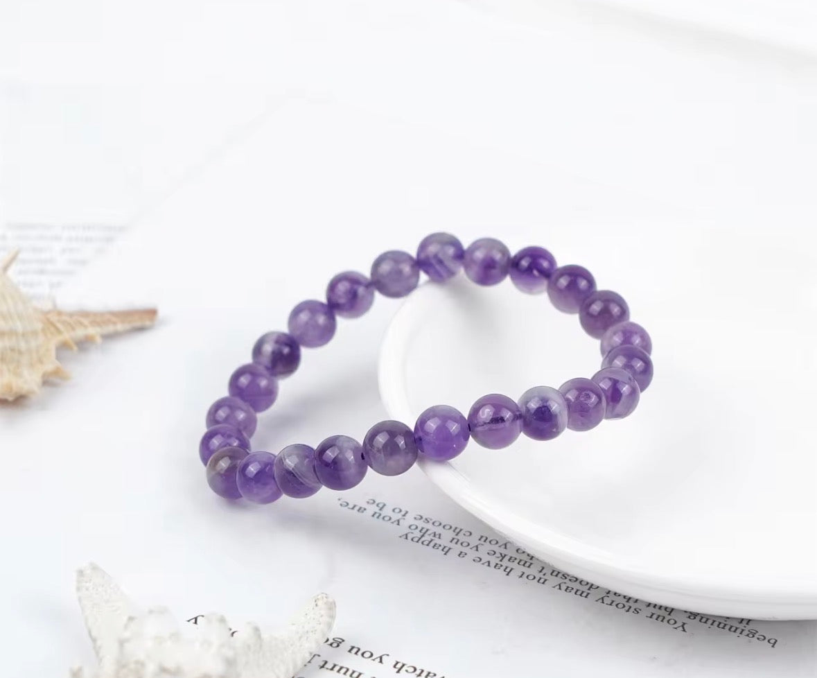 Natural Amethyst Crystal Bracelet – Healing & Calm Energy Stone | Unisex Beaded Bracelet