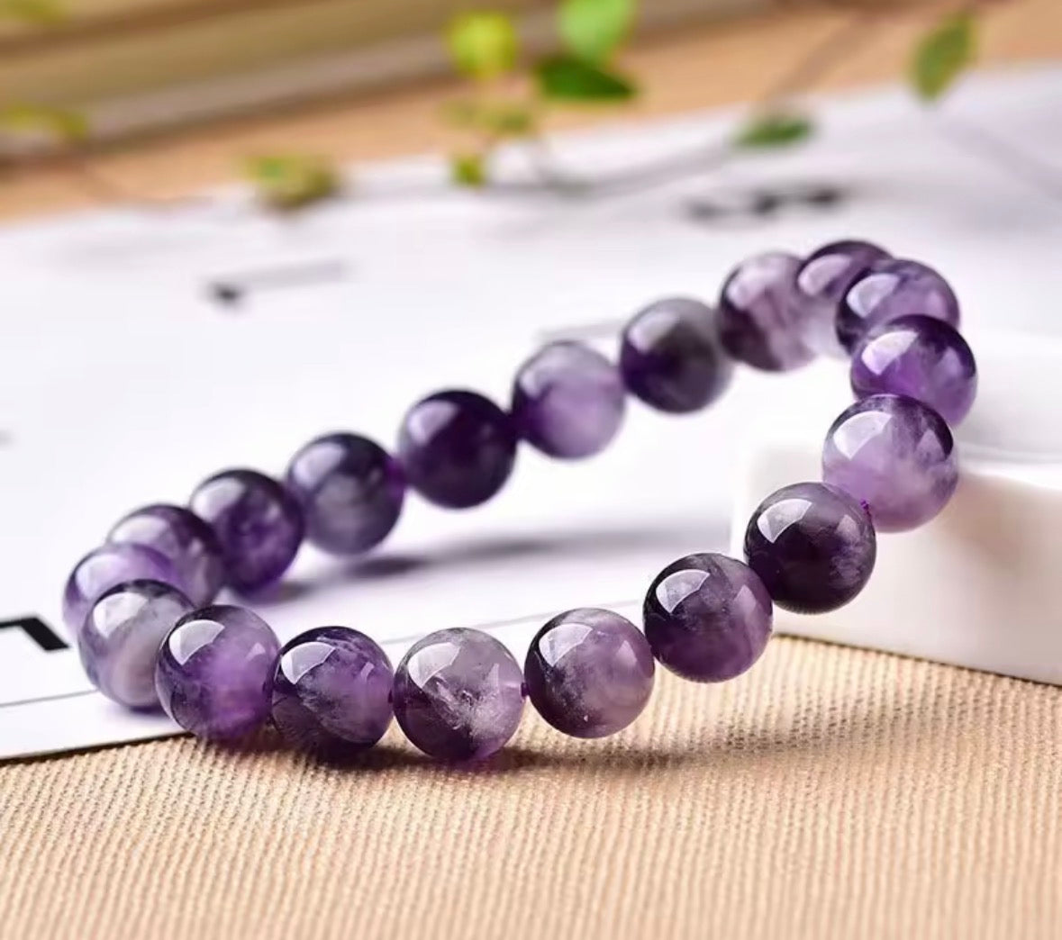 Natural Amethyst Crystal Bracelet – Healing & Calm Energy Stone | Unisex Beaded Bracelet