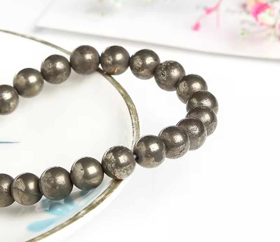 Natural Pyrite Bracelet for Wealth, Luck & Protection – Money Magnet Healing Crystal Bracelet for Men & Women