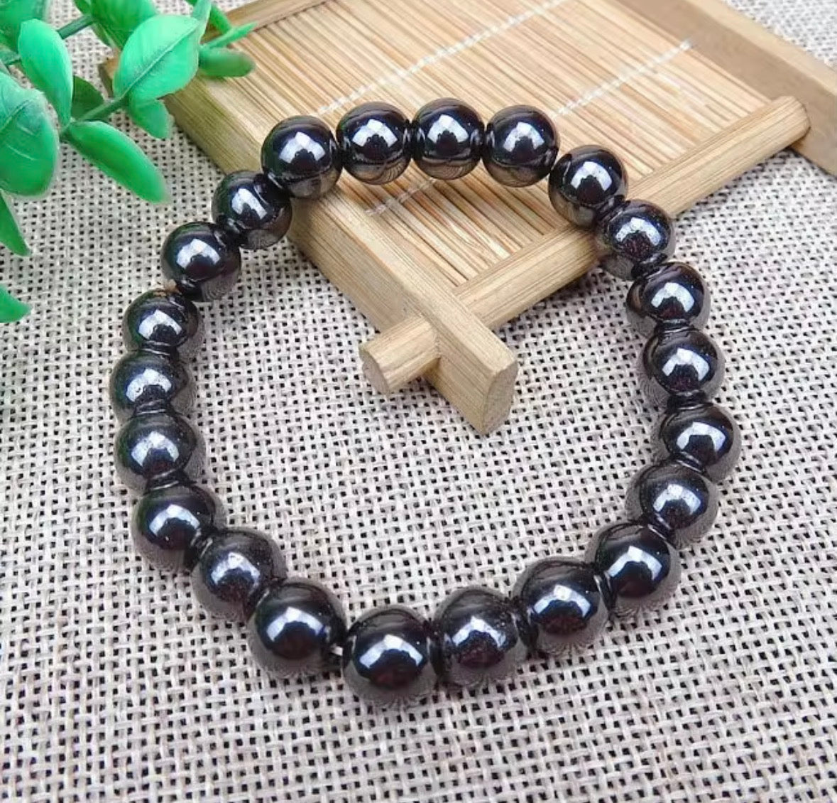 Natural Hematite Bracelet for Protection & Grounding – Magnetic Healing Crystal Beaded Bracelet for Men & Women