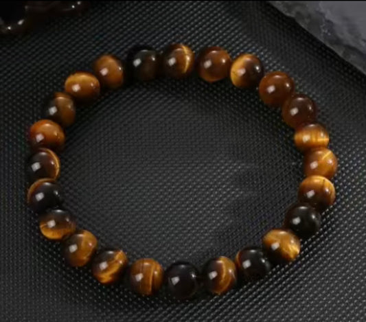 Natural Tiger Eye Stone Bracelet for Men & Women – 8mm Bead Protection & Confidence Crystal Bracelet