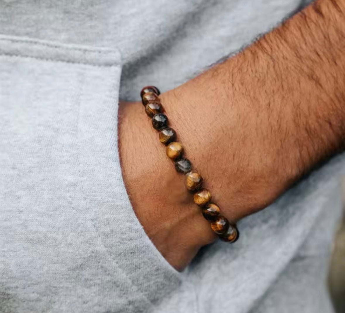 Natural Tiger Eye Stone Bracelet for Men & Women – 8mm Bead Protection & Confidence Crystal Bracelet