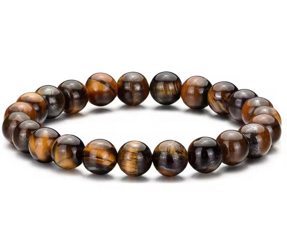 Natural Tiger Eye Stone Bracelet for Men & Women – 8mm Bead Protection & Confidence Crystal Bracelet