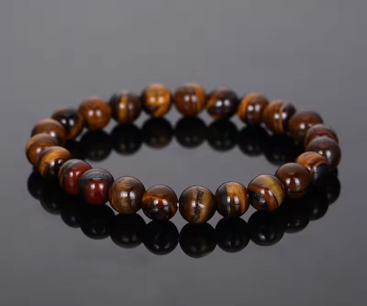 Natural Tiger Eye Stone Bracelet for Men & Women – 8mm Bead Protection & Confidence Crystal Bracelet