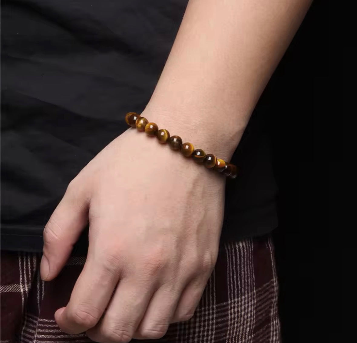 Natural Tiger Eye Stone Bracelet for Men & Women – 8mm Bead Protection & Confidence Crystal Bracelet