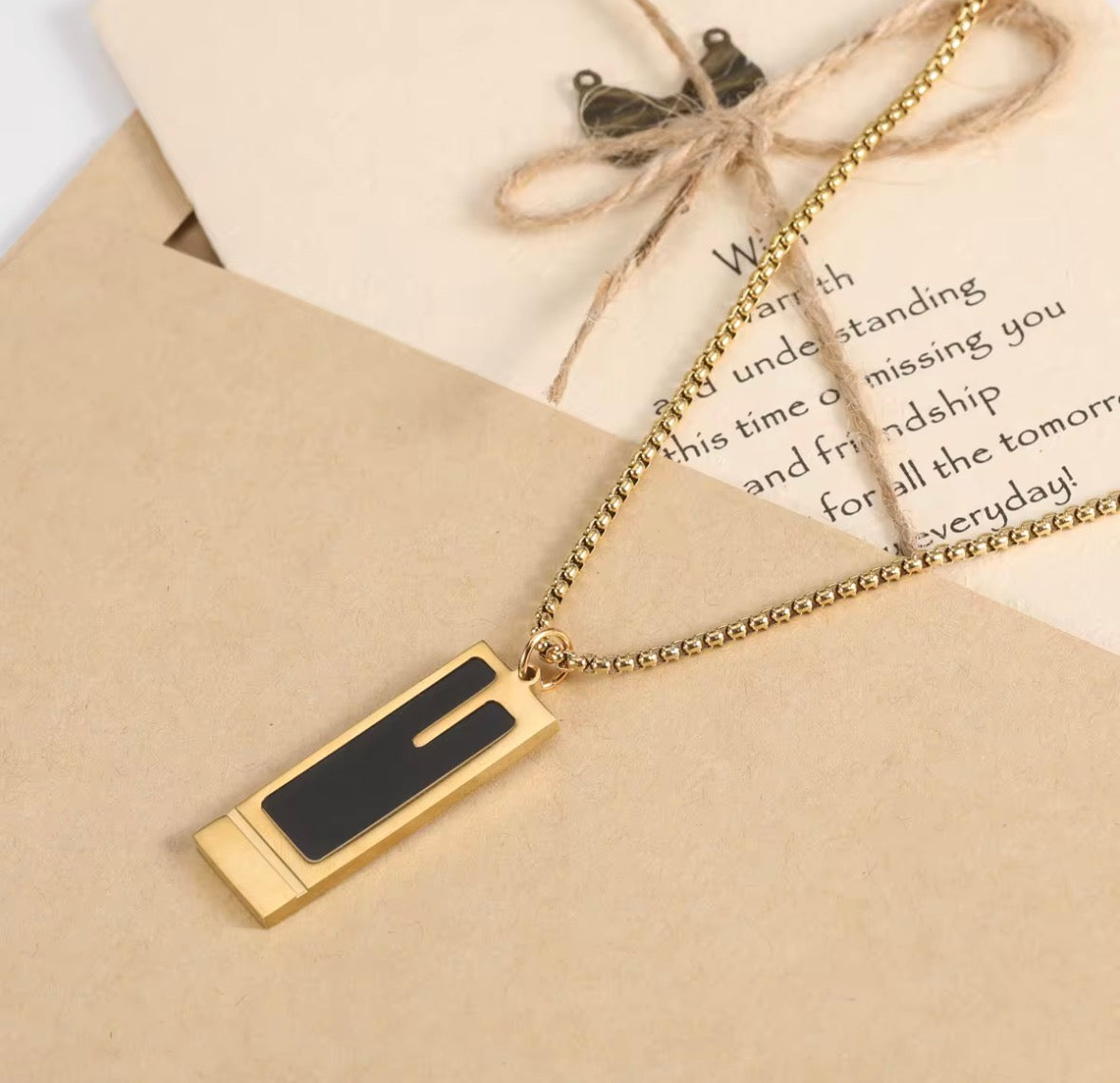 Minimal Black Gold Pendant Necklace | Premium Stainless Steel Chain | Modern Unisex Jewelry | Perfect Gift