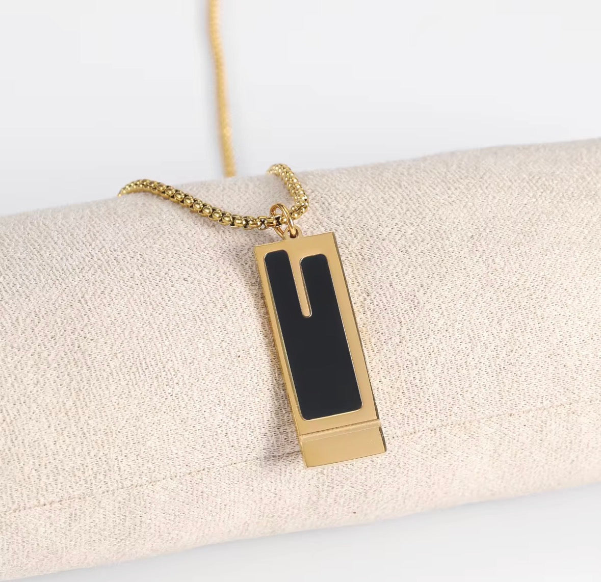 Minimal Black Gold Pendant Necklace | Premium Stainless Steel Chain | Modern Unisex Jewelry | Perfect Gift