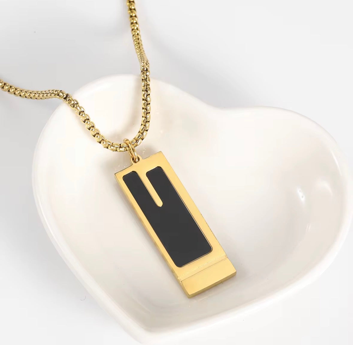 Minimal Black Gold Pendant Necklace | Premium Stainless Steel Chain | Modern Unisex Jewelry | Perfect Gift