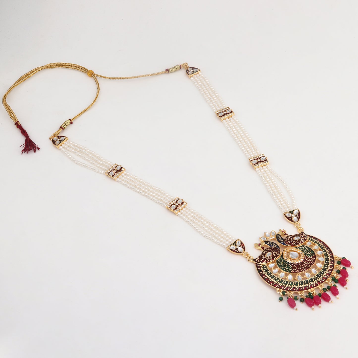 Designer Multi-Layer Pearl & Kundan Pendant Necklace Set with Matching Earrings - Perfect for Weddings & Festive Celebrations