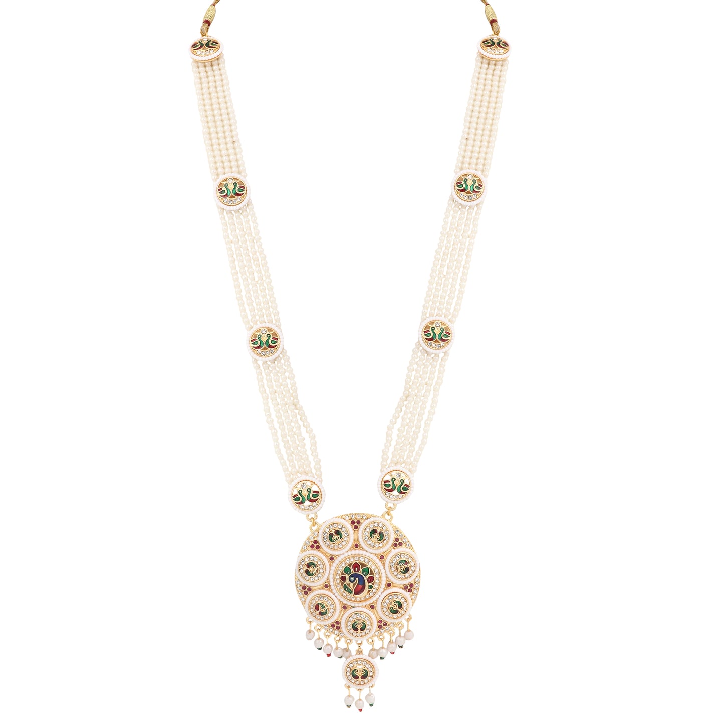 Designer Multi-Layer Pearl & Kundan Pendant Necklace Set with Matching Earrings - Perfect for Weddings & Festive Celebrations