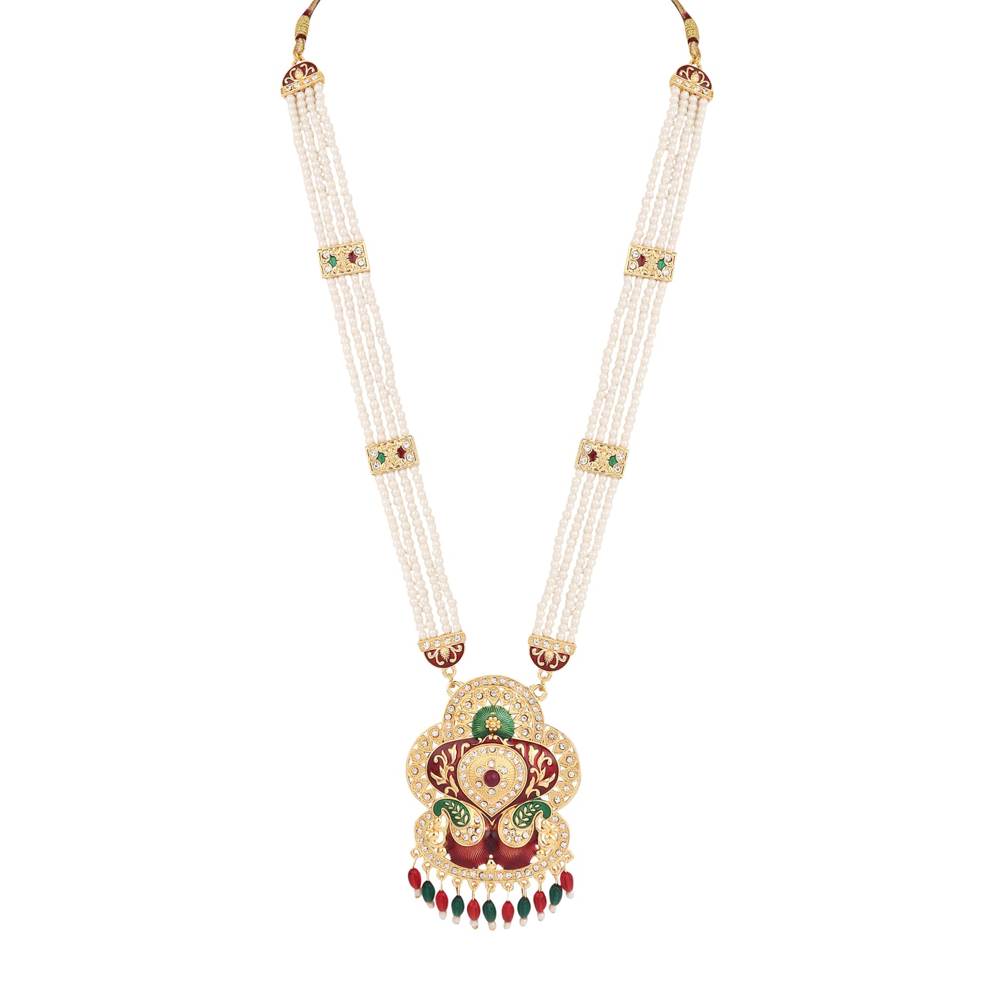 Designer Multi-Layer Pearl & Kundan Pendant Necklace Set with Matching Earrings - Perfect for Weddings & Festive Celebrations