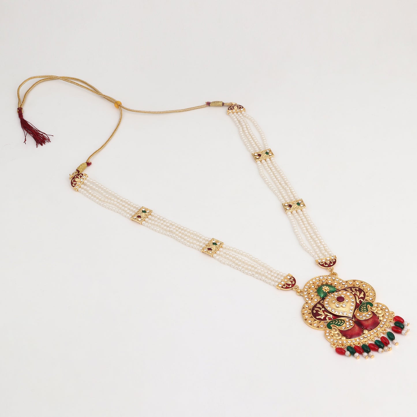 Designer Multi-Layer Pearl & Kundan Pendant Necklace Set with Matching Earrings - Perfect for Weddings & Festive Celebrations