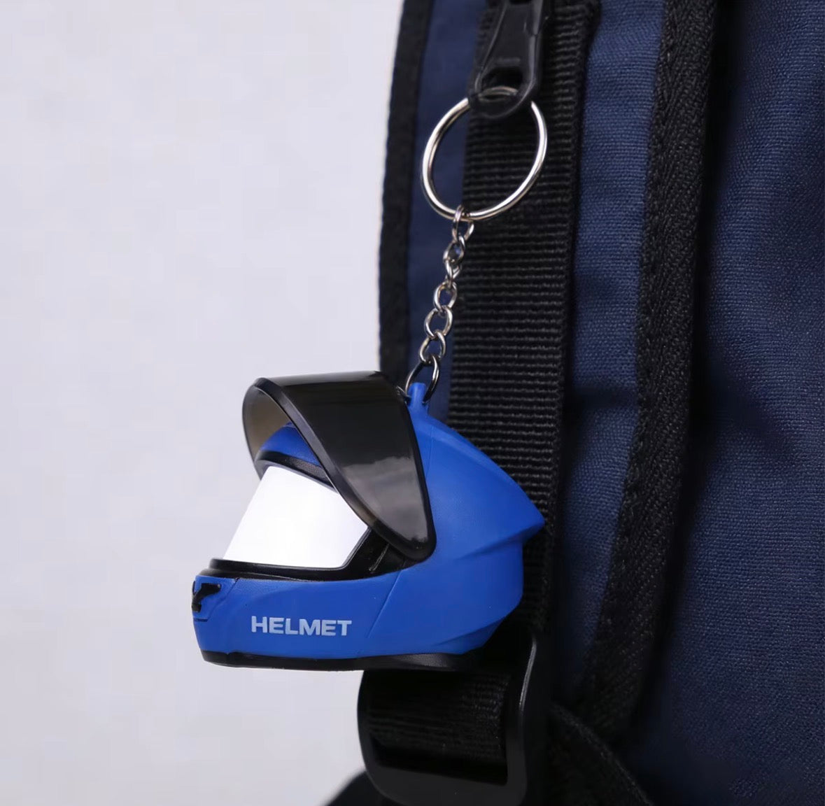 Glow in the Dark Helmet Keychain with LED Light-Up Visor | Motorcycle Biker Keyring | Random Colors