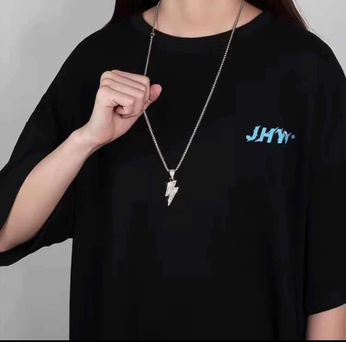 Iced Lightning Bolt Pendant Necklace – Silver & Green | Unisex Hip Hop Jewellery