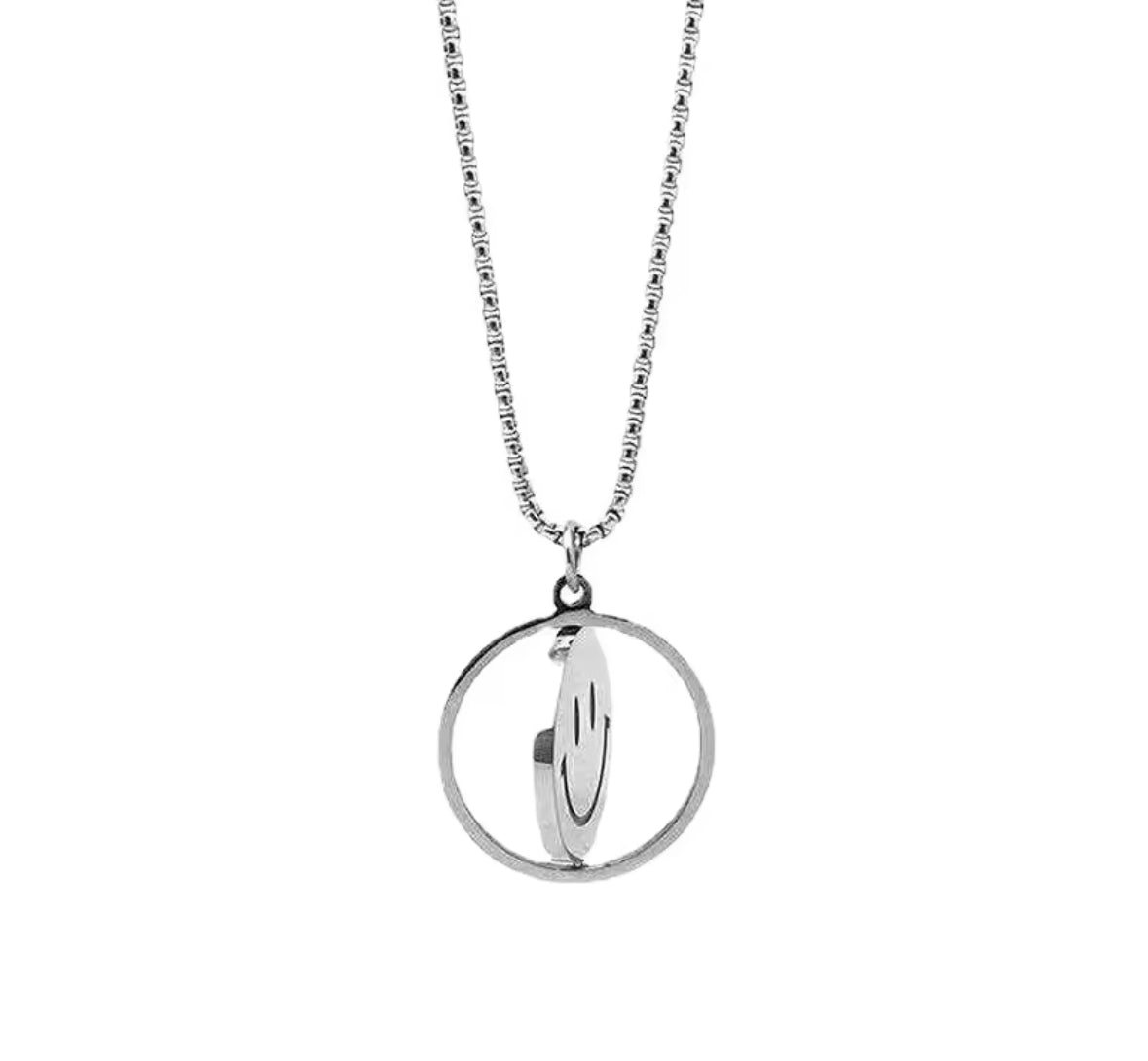 Rotating Smiley Face Mood Pendant Necklace | Unisex Minimal Chain