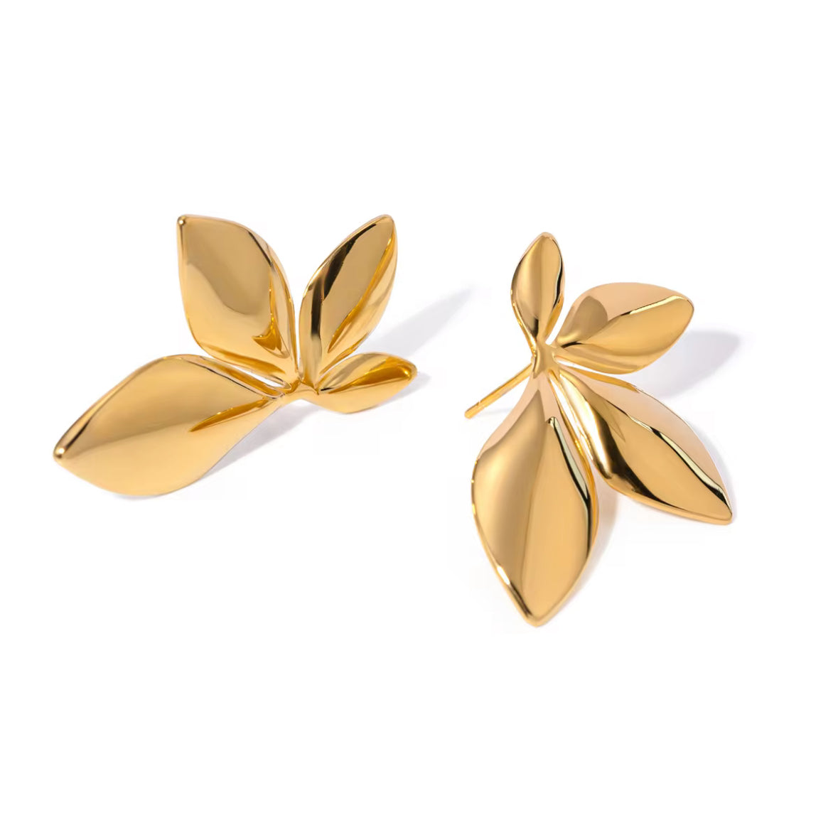 Stainless Steel Leaf Korean Imitation Earrings – Chic & Affordable Styles