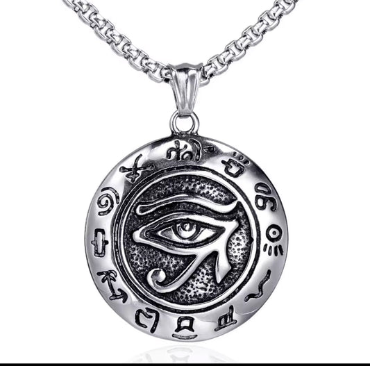 Silver Eye of Horus Pendant Necklace – Ancient Egyptian Protection Symbol Jewelry