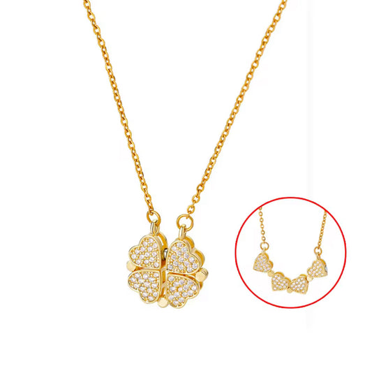 Elegant Gold Magnetic Stones Studded Pendant Necklace – Dainty & Minimalist Jewelry