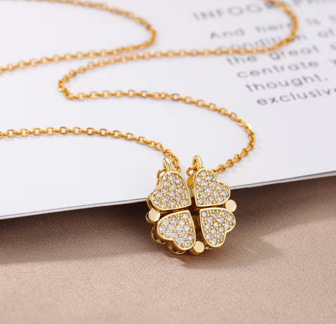 Elegant Gold Magnetic Stones Studded Pendant Necklace – Dainty & Minimalist Jewelry