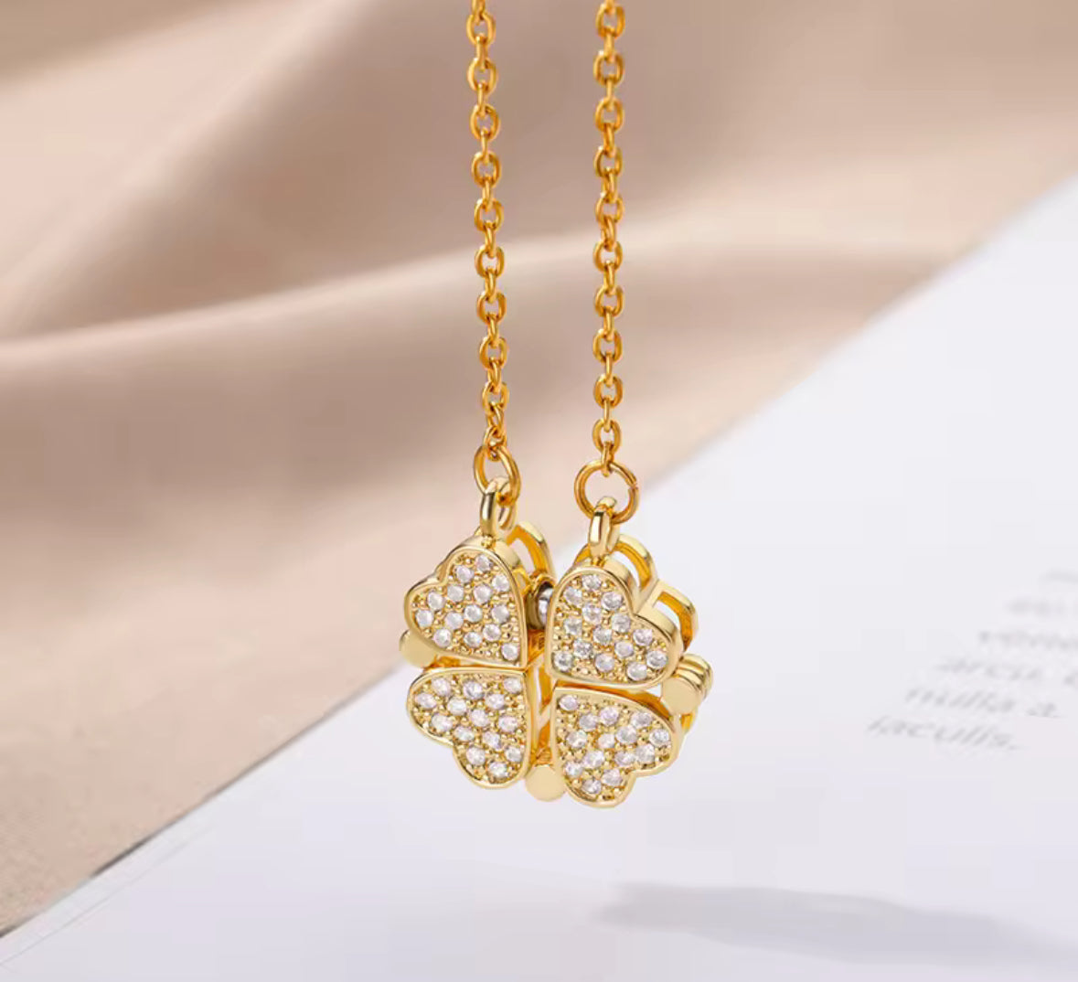 Elegant Gold Magnetic Stones Studded Pendant Necklace – Dainty & Minimalist Jewelry
