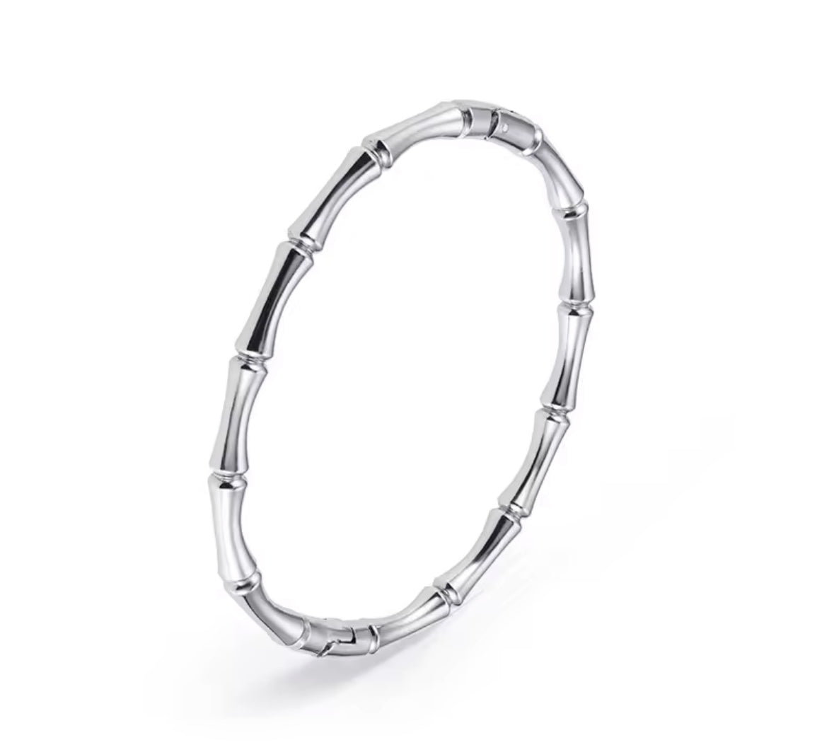 Silver Bamboo Bracelet – Minimalist Stainless Steel Bangle for Men & Women