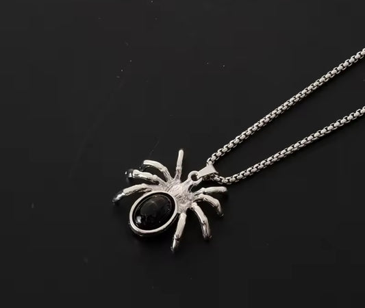 Stylish Spider Pendant Necklace with Black Stone | Unique Necklace Jewelry