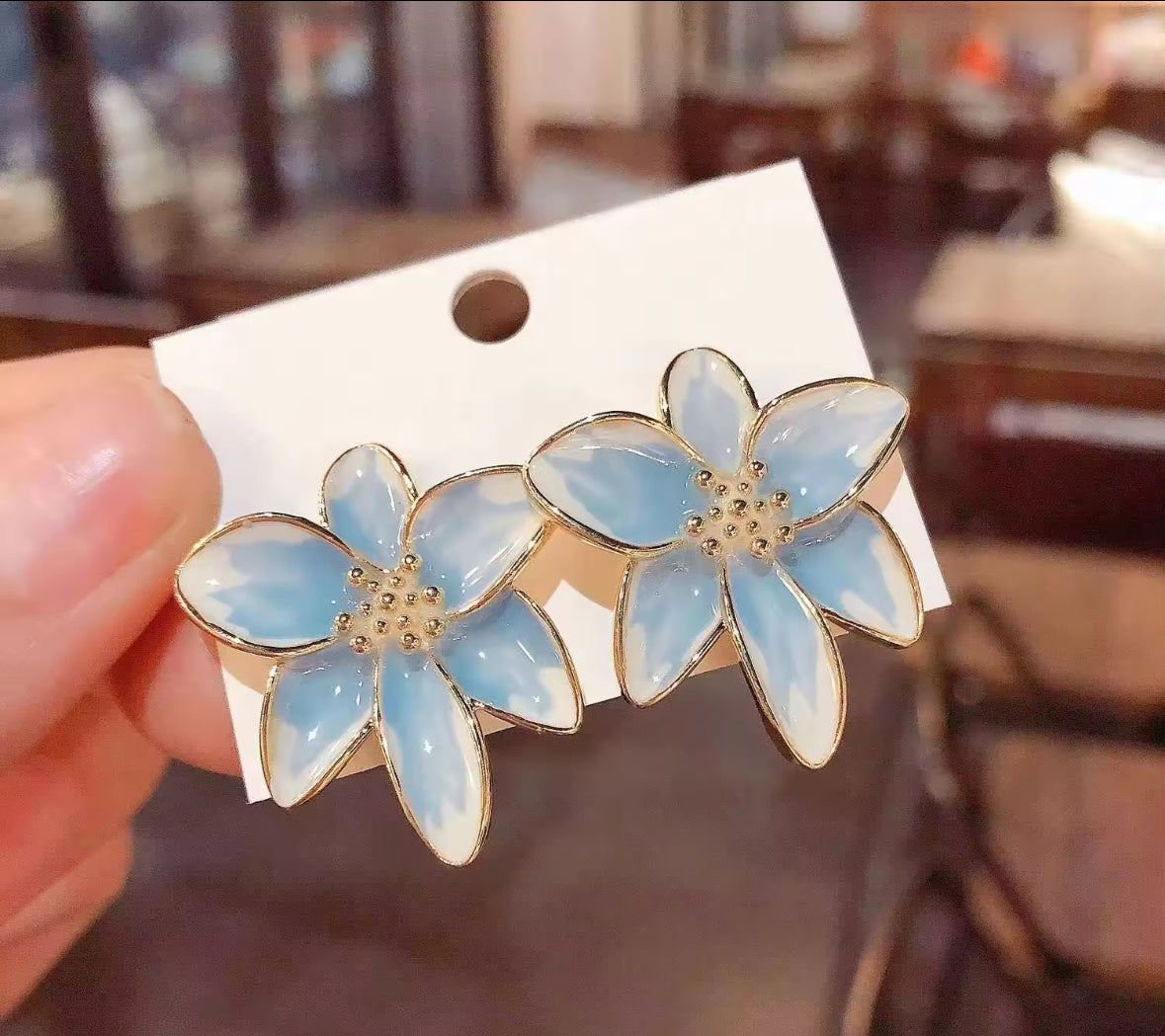 Flower Style Enamelled Korean Studs Fashion Earrings