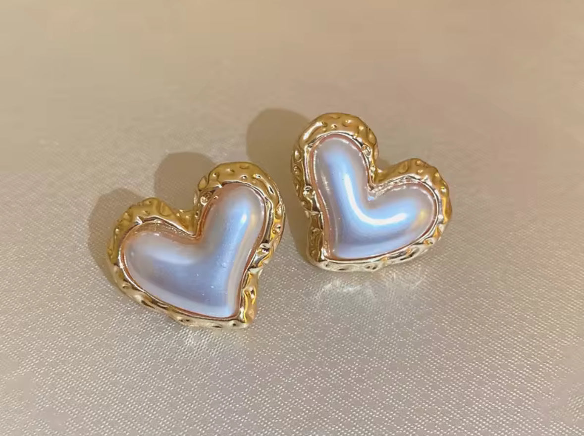 Heart Style Studs Trendy Korean Imitation Earrings – Chic & Affordable Styles