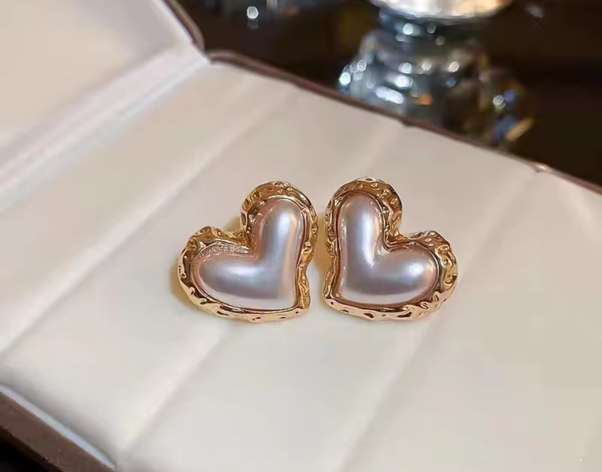 Heart Style Studs Trendy Korean Imitation Earrings – Chic & Affordable Styles