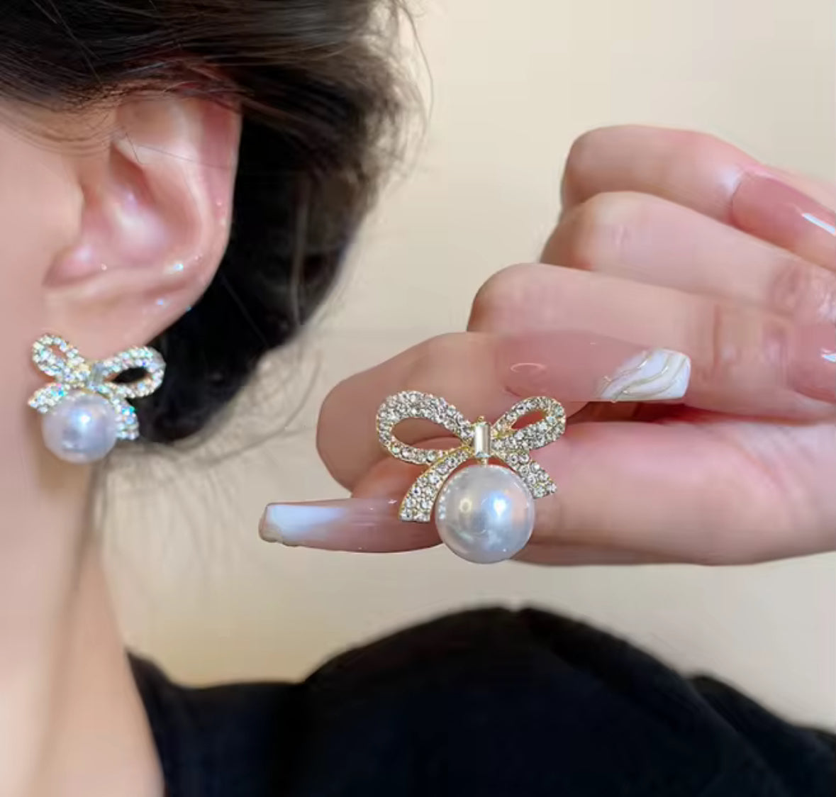 Bow and Pearl Style Korean Imitation Earrings – Chic & Affordable Styles