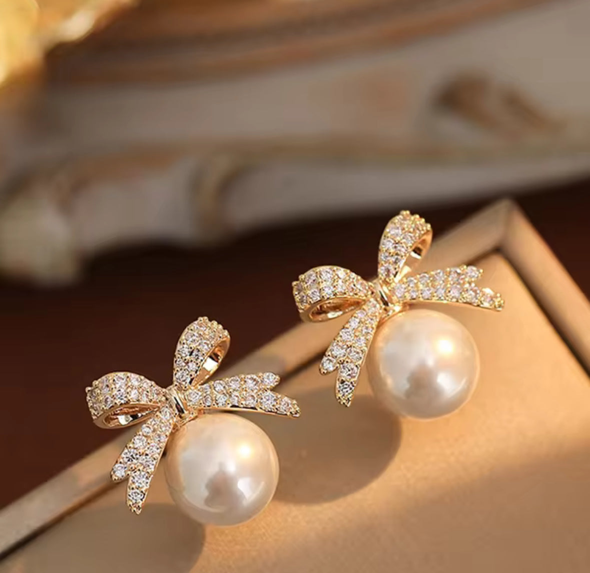 Bow and Pearl Style Korean Imitation Earrings – Chic & Affordable Styles