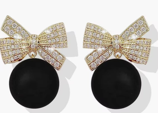 Black Bow Style Korean Imitation Earrings – Chic & Affordable Styles