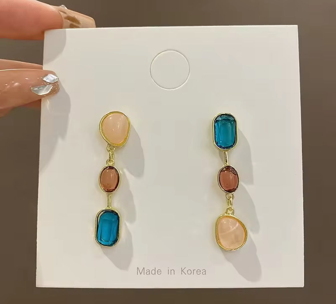 Multicolored Drop Korean Imitation Earrings – Chic & Affordable Styles