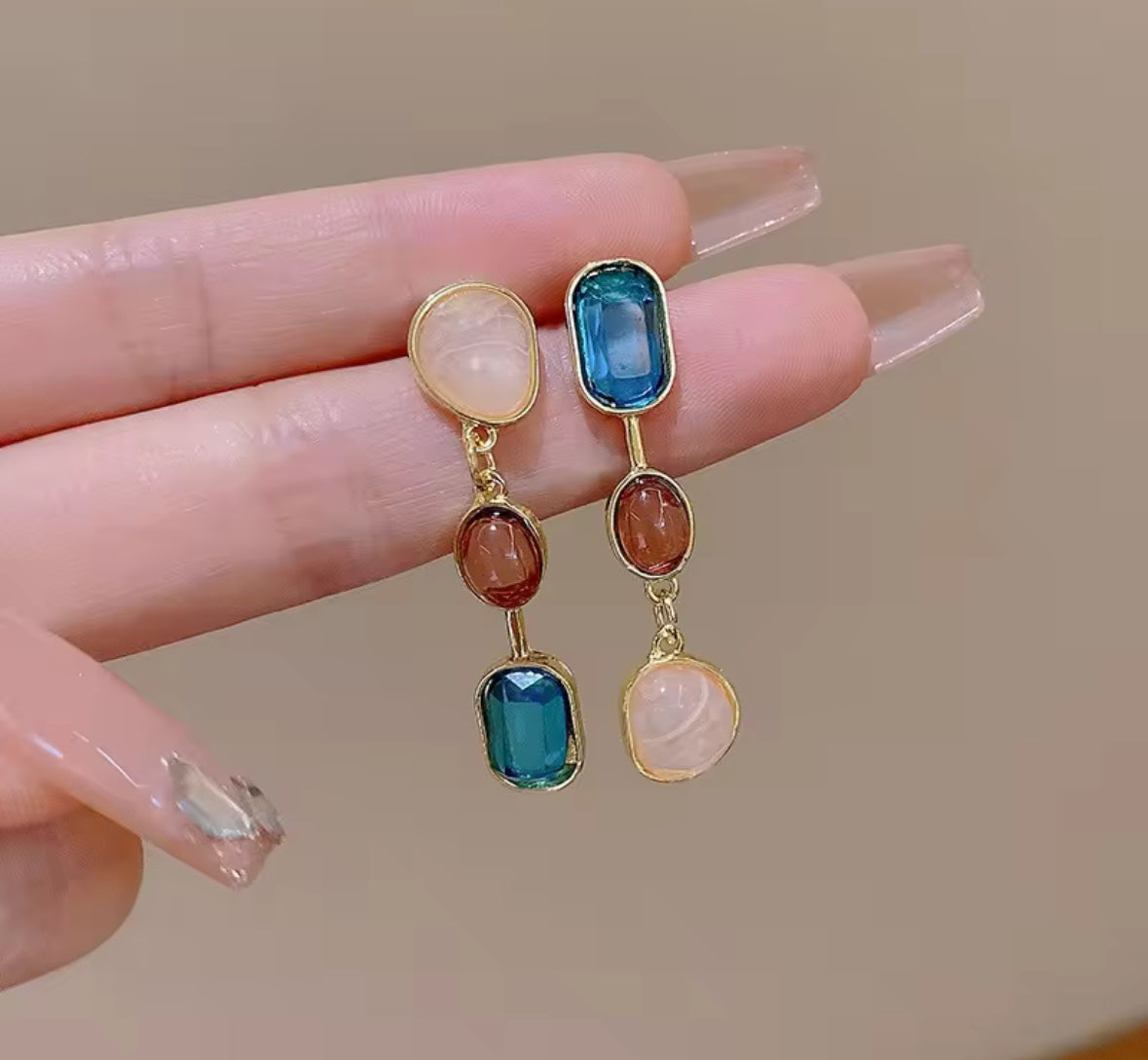 Multicolored Drop Korean Imitation Earrings – Chic & Affordable Styles