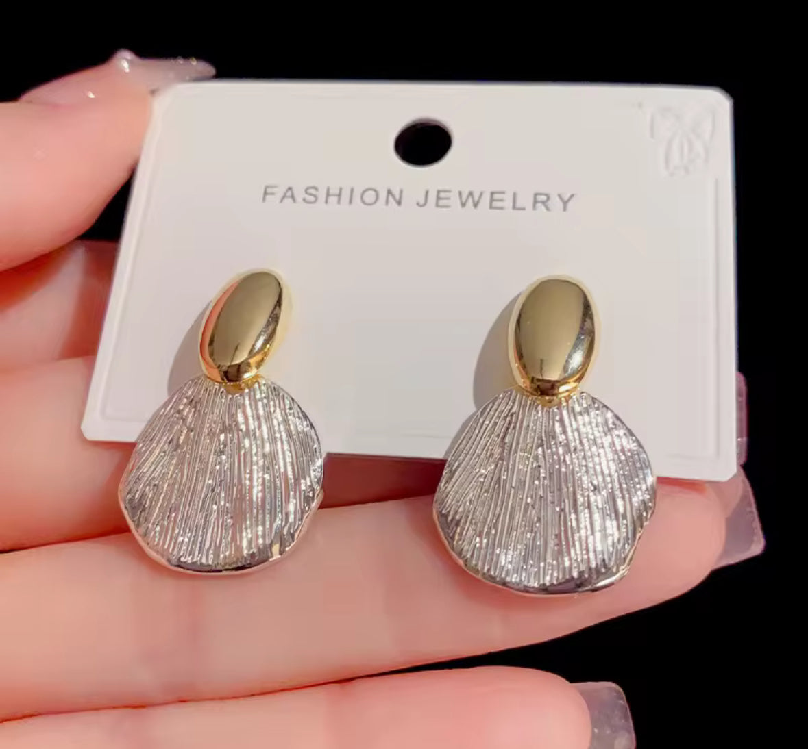 Golden and Silver Drop Korean Imitation Earrings – Chic & Affordable Styles