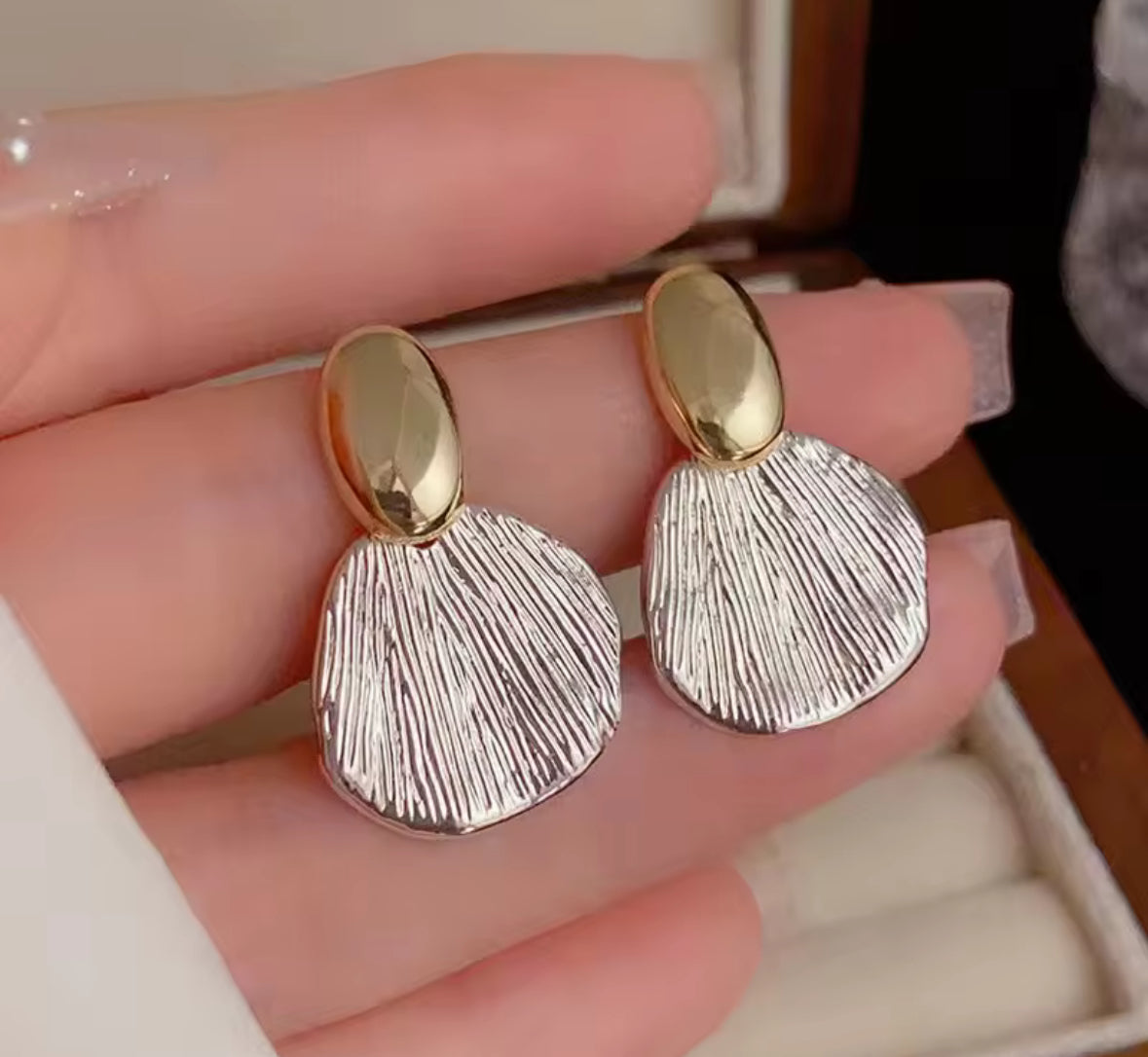 Golden and Silver Drop Korean Imitation Earrings – Chic & Affordable Styles