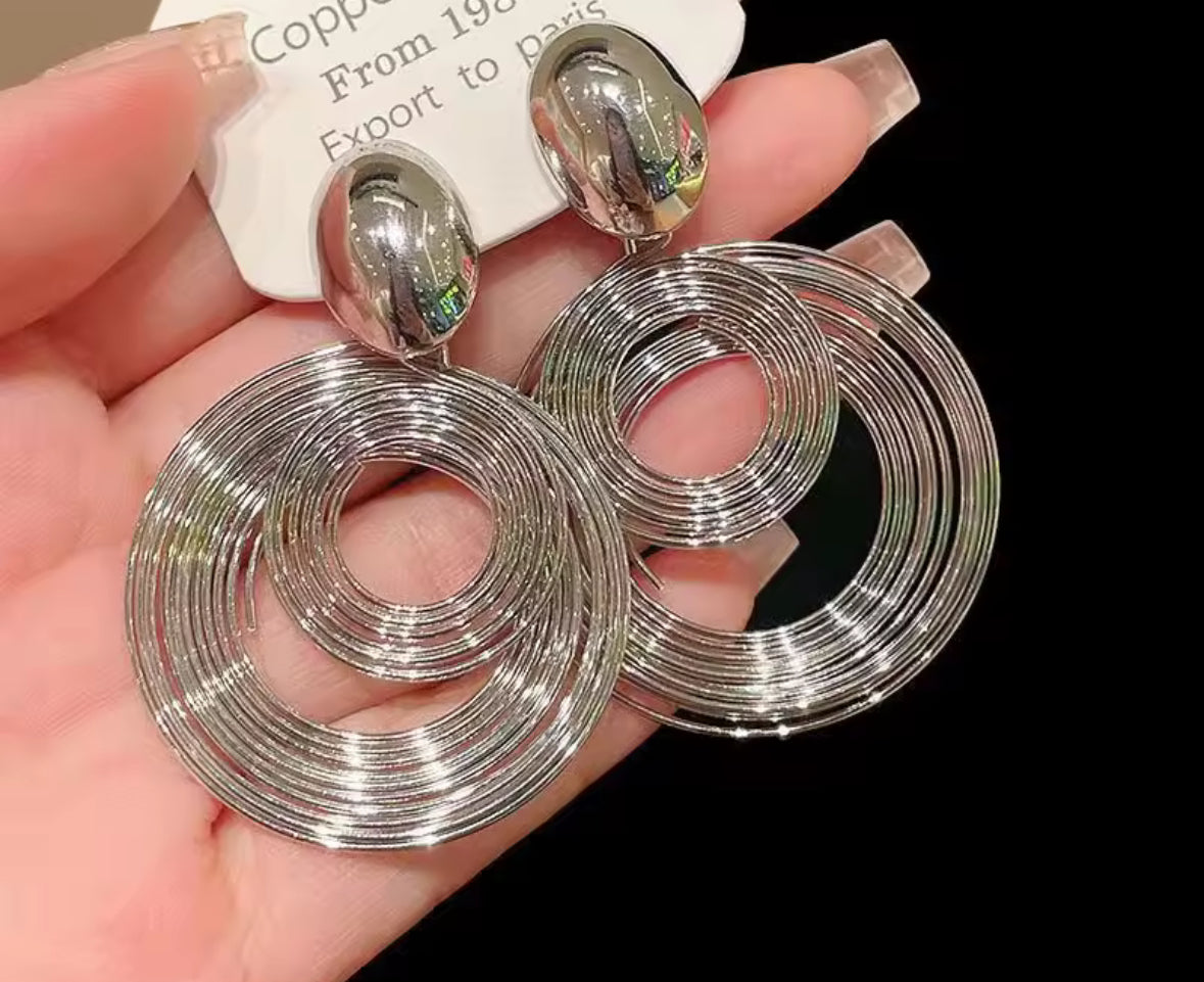 Ring Style Silver Colored Drop Korean Imitation Earrings – Chic & Affordable Styles