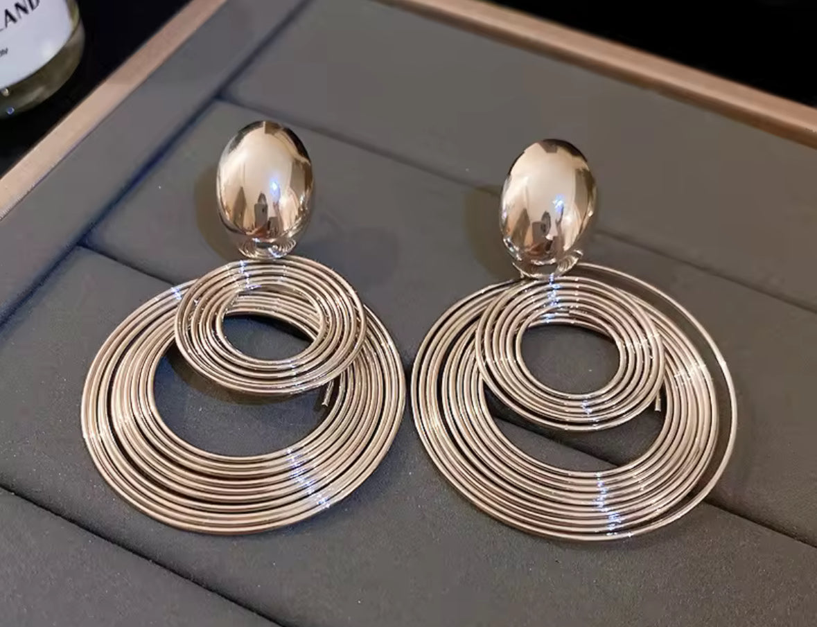 Ring Style Silver Colored Drop Korean Imitation Earrings – Chic & Affordable Styles