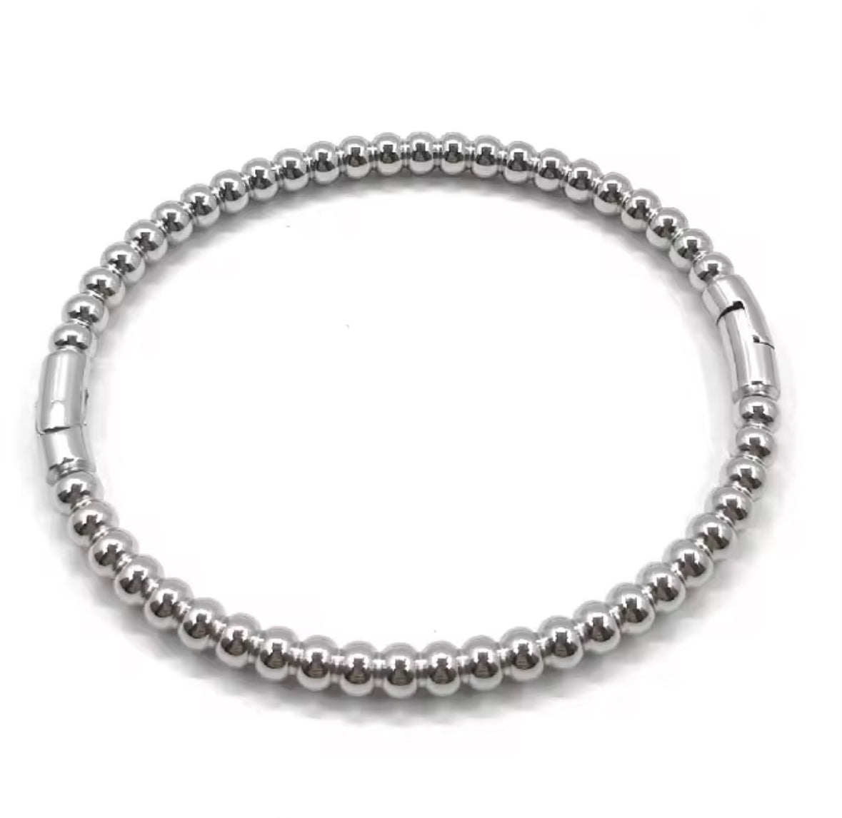Minimalist Silver Bead Bracelet – Stainless Steel Ball Chain Bangle