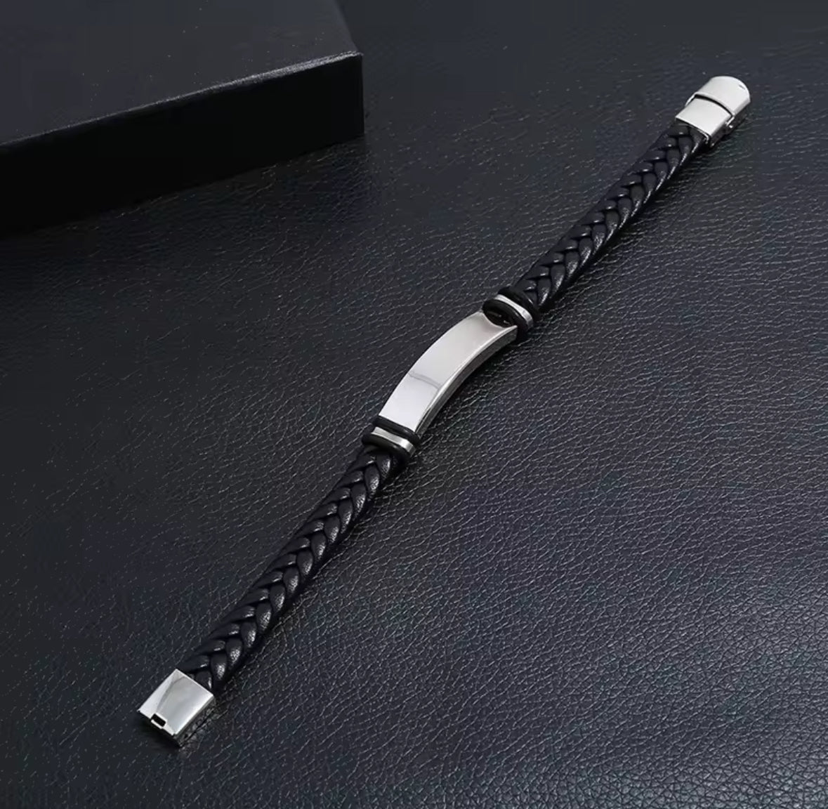 Men's Braided Leather Bracelet with Stainless Steel Clasp – Stylish & Durable Wristband