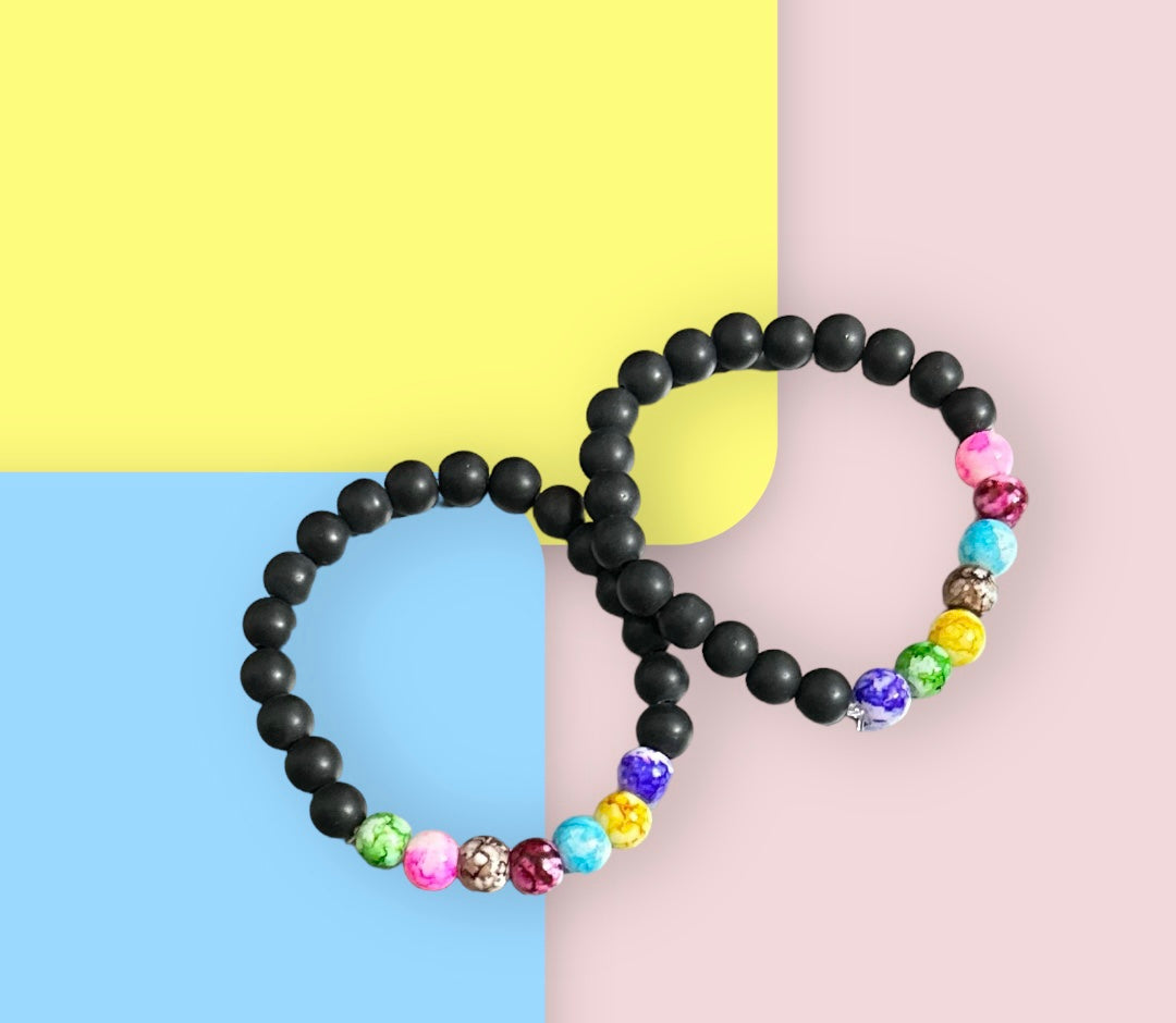 Combo of 2 Onxy Beads Adjustable Unisex Hand Bracelet