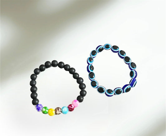 Combo of 2 Onxy Beads Adjustable Unisex Hand Bracelet