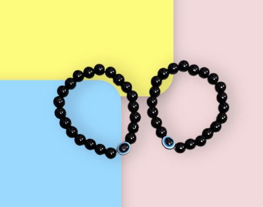 Combo of Black Beads Evil Eye Adjustable Unisex Hand Bracelet