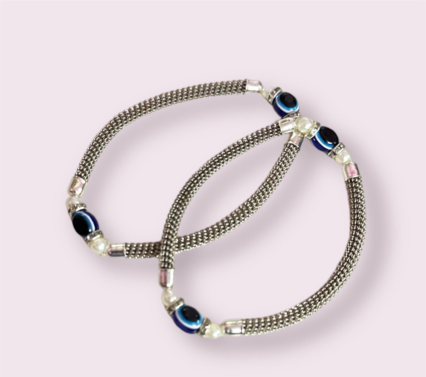 Blue Evil Eye Adjustable Elasticated Anklets